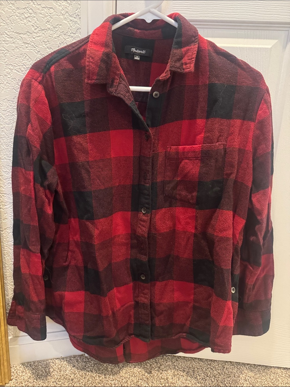 Madewell Red & Black Buffalo Plaid Utility Shirt Jacket